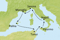 Itinerariu Croaziera Mediterana de Vest - Costa Cruises - Costa Mediterranea - 7 nopti
