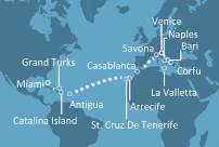Itinerariu Croaziera Transatlantic Venetia spre Miami - Costa Cruises - Costa Deliziosa - 23 nopti