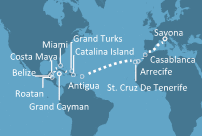Itinerariu Croaziera Transatlantic Venetia spre Miami - Costa Cruises - Costa Deliziosa - 25 nopti