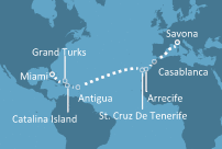Itinerariu Croaziera Transatlantic Venetia spre Miami - Costa Cruises - Costa Deliziosa - 18 nopti