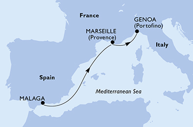Itinerariu Croaziera Mediterana de Vest - MSC Cruises - MSC Poesia - 3 nopti