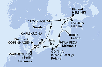 Itinerariu Croaziera Tarile Nordice - MSC Cruises - MSC Poesia - 11 nopti