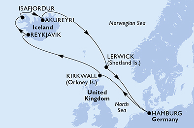 Itinerariu Croaziera Insulele Britanice & Islanda - MSC Cruises - MSC Preziosa - 10 nopti