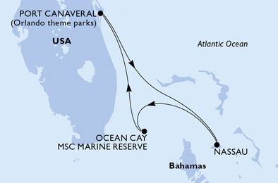 Itinerariu Croaziera Caraibe & Bahamas - MSC Cruises - MSC Seashore - 3 nopti