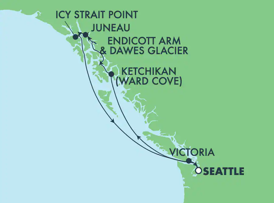 Itinerariu Croaziera Alaska - Norwegian Cruise Line - Norwegian Bliss - 7 nopti