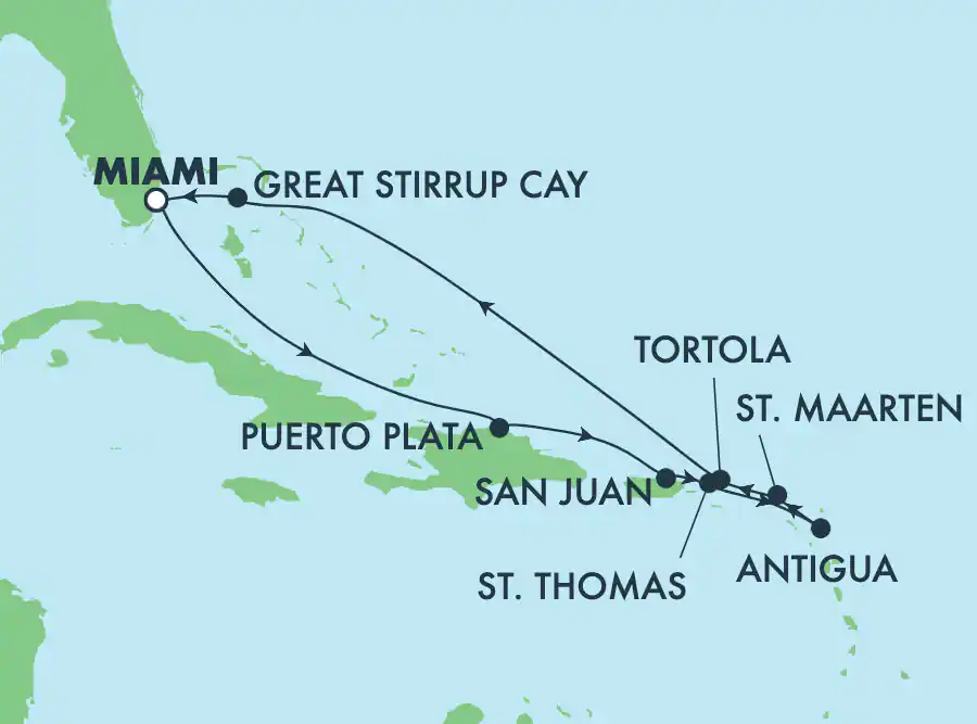 Itinerariu Croaziera Craciun & Revelion in Caraibe & Bahamas - Norwegian Cruise Line - Norwegian Breakaway - 10 nopti