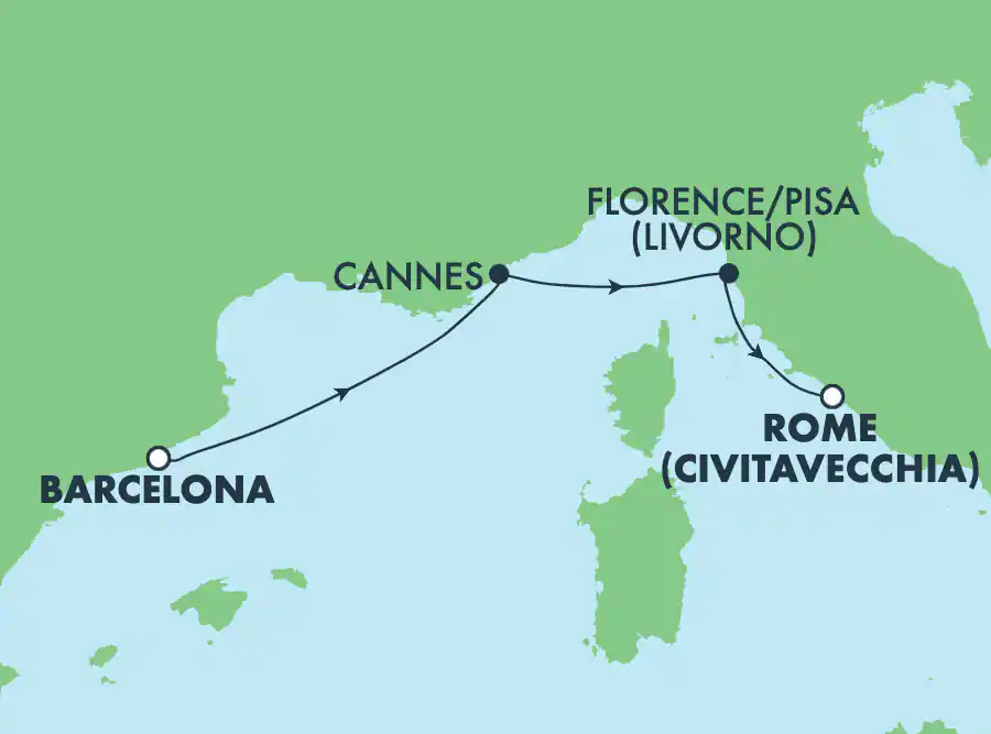 Itinerariu Croaziera Mediterana de Vest - Norwegian Cruise Line - Norwegian Escape - 4 nopti