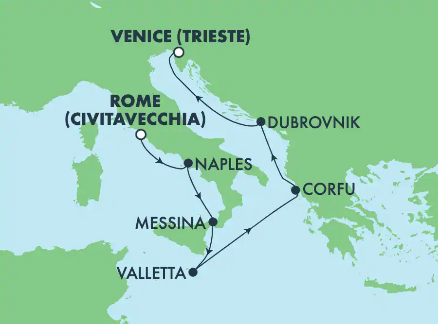 Itinerariu Croaziera Mediterana de Vest & Marea Adriatica - Norwegian Cruise Line - Norwegian Escape - 7 nopti