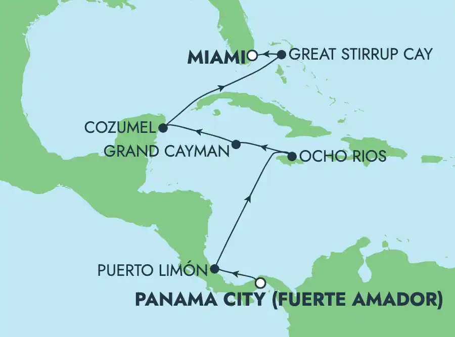 Itinerariu Croaziera Canalul Panama - Norwegian Cruise Line - Norwegian Gem - 9 nopti