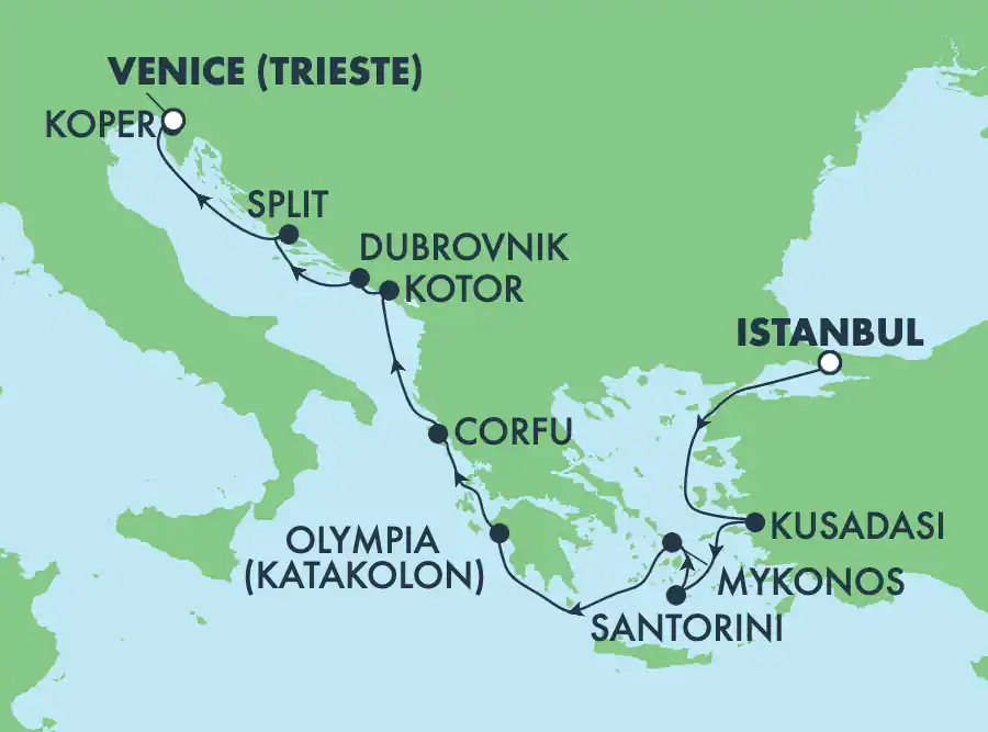 Itinerariu Croaziera Marea Adriatica & Insulele Grecesti - Norwegian Cruise Line - Norwegian Getaway - 10 nopti