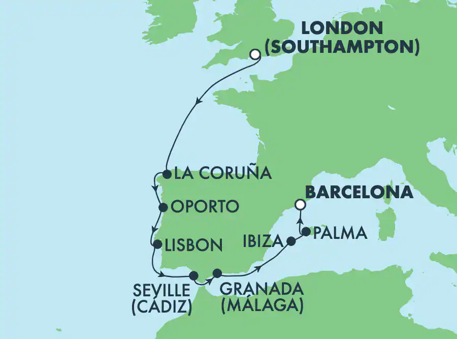 Itinerariu Croaziera Mediterana de Vest & Oc.Atlantic - Norwegian Cruise Line - Norwegian Pearl - 9 nopti