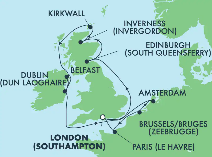 Itinerariu Croaziera Insulele Britanice - Norwegian Cruise Line - Norwegian Star - 11 nopti