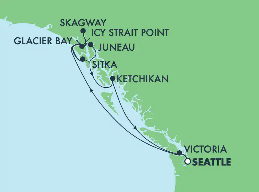 Itinerariu Croaziera Alaska - Norwegian Cruise Line - Norwegian Sun - 9 nopti