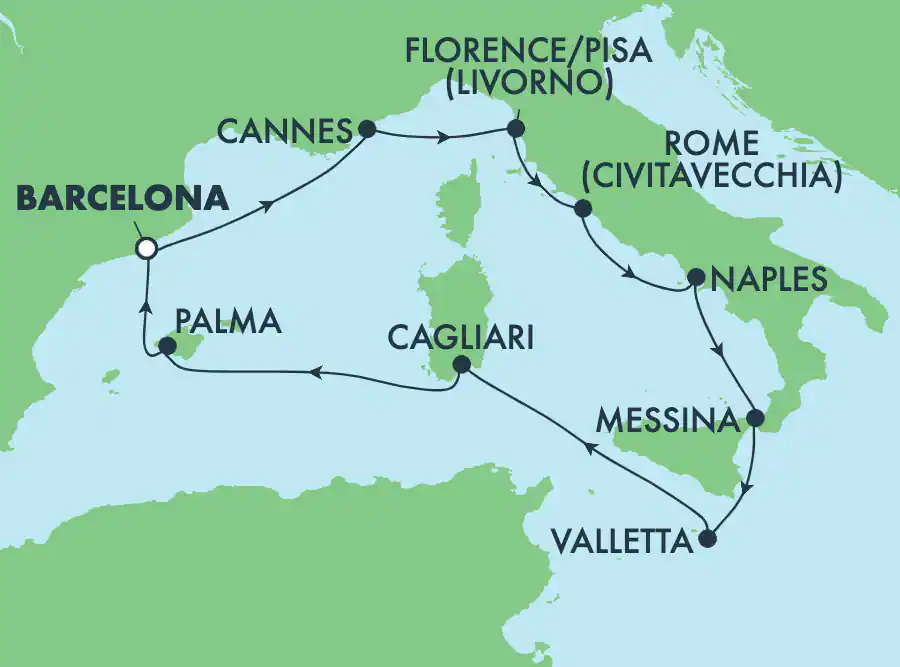 Itinerariu Croaziera Mediterana de Vest - Norwegian Cruise Line - Norwegian Breakaway - 10 nopti