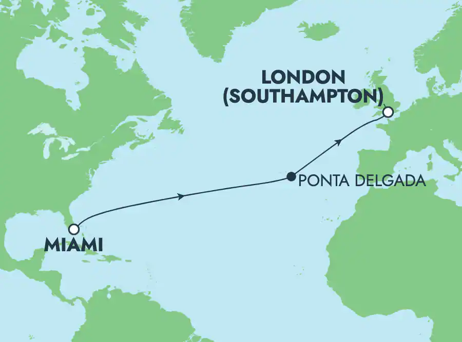 Itinerariu Croaziera Transatlantic Miami spre Southampton - Norwegian Cruise Line - Norwegian Breakaway - 12 nopti