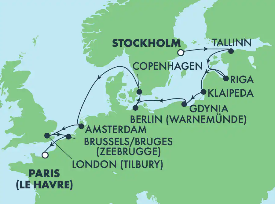 Itinerariu Croaziera Tarile Nordice - Norwegian Cruise Line - Norwegian Dawn - 12 nopti