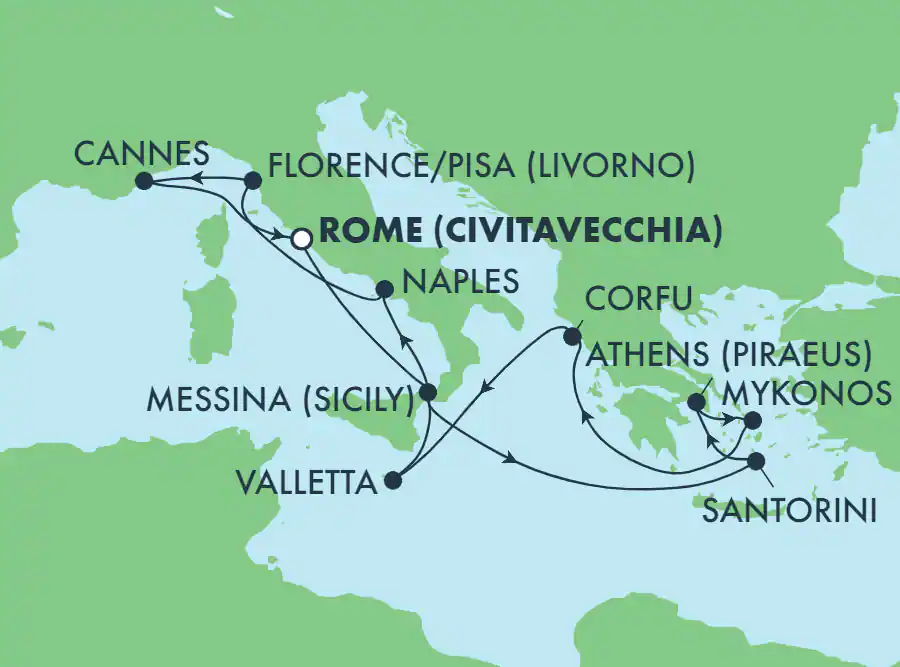 Itinerariu Croaziera Mediterana de Vest & Ins.Grecesti - Norwegian Cruise Line - Norwegian Epic - 11 nopti