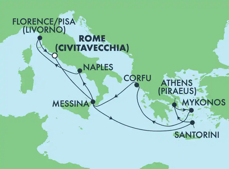 Itinerariu Croaziera Mediterana de Vest & Ins.Grecesti - Norwegian Cruise Line - Norwegian Epic - 9 nopti