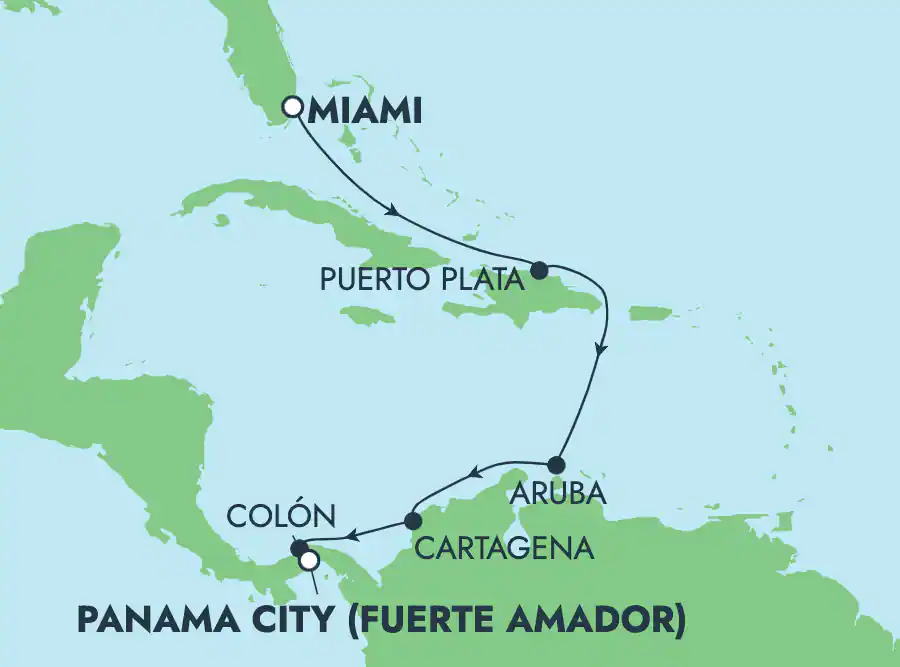 Itinerariu Croaziera Canalul Panama - Norwegian Cruise Line - Norwegian Jade - 9 nopti