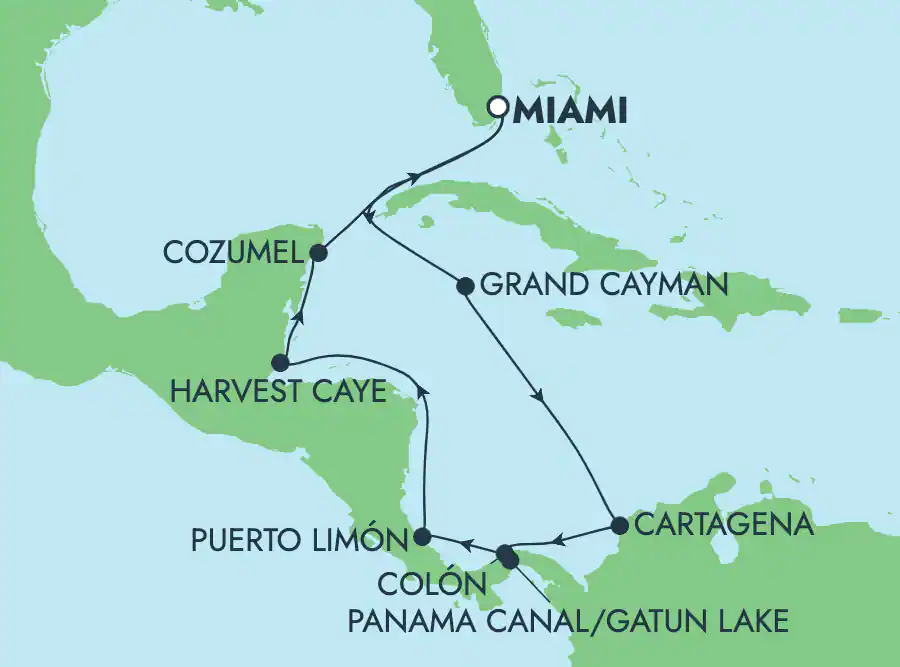 Itinerariu Croaziera Canalul Panama - Norwegian Cruise Line - Norwegian Jade - 11 nopti
