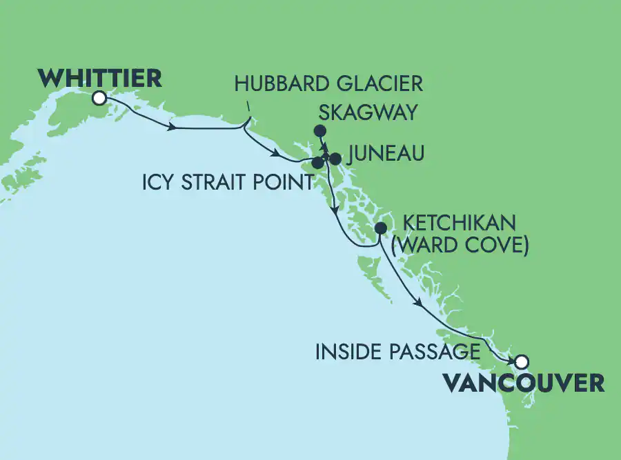 Itinerariu Croaziera Alaska - Norwegian Cruise Line - Norwegian Jade - 7 nopti
