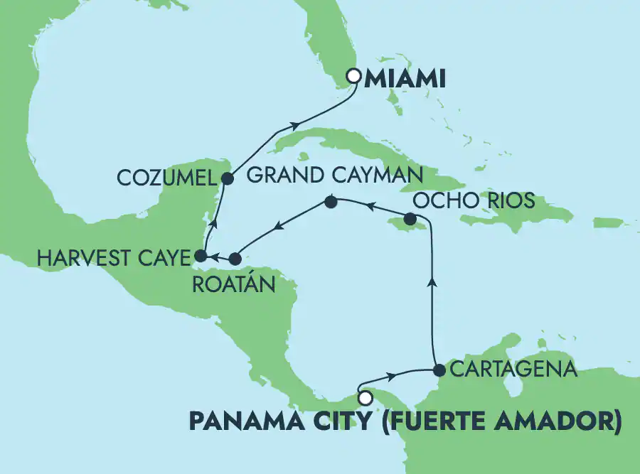 Itinerariu Croaziera Canalul Panama - Norwegian Cruise Line - Norwegian Jade - 10 nopti