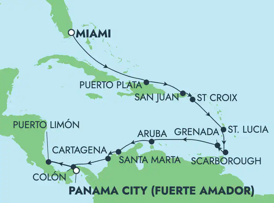 Itinerariu Croaziera Canalul Panama - Norwegian Cruise Line - Norwegian Jade - 15 nopti
