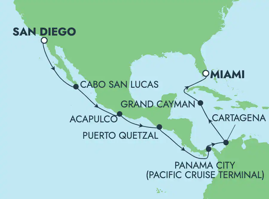 Itinerariu Croaziera Canalul Panama - Norwegian Cruise Line - Norwegian Jade - 14 nopti