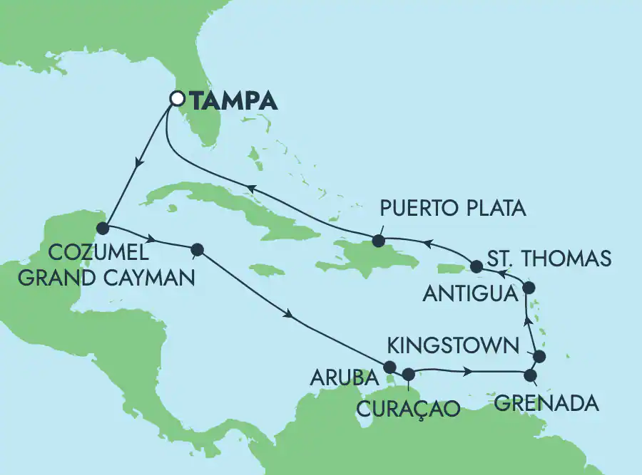 Itinerariu Croaziera Caraibe & Bahamas - Norwegian Cruise Line - Norwegian Jewel - 14 nopti
