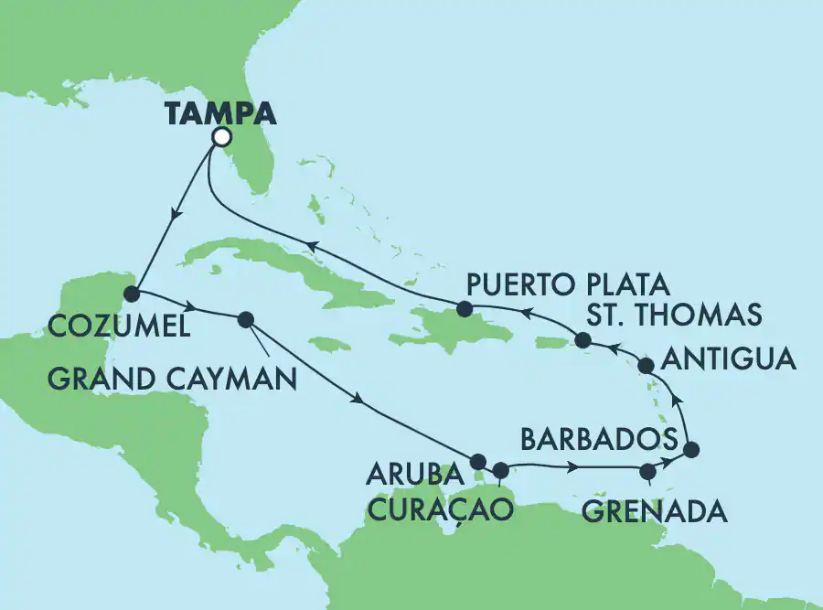 Itinerariu Croaziera Caraibe & Bahamas - MSC Cruises - MSC Seascape - 14 nopti