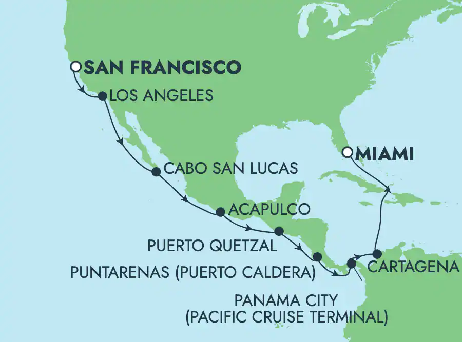 Itinerariu Croaziera Canalul Panama - Norwegian Cruise Line - Norwegian Joy - 18 nopti