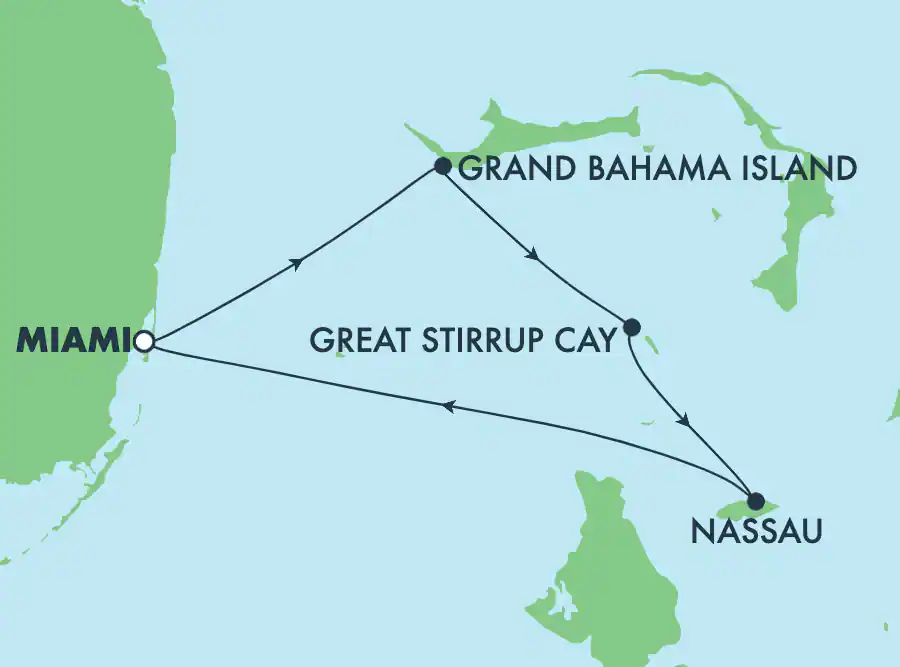Itinerariu Croaziera Bahamas - Norwegian Cruise Line - Norwegian Pearl - 4 nopti