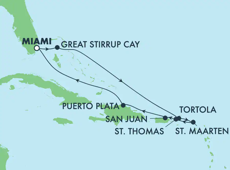 Itinerariu Croaziera Caraibe & Bahamas - Norwegian Cruise Line - Norwegian Pearl - 9 nopti
