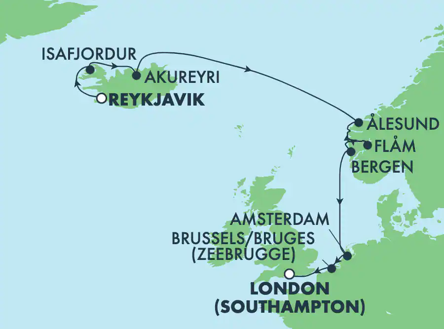 Itinerariu Croaziera Fiordurile Norvegiene & Islanda - Norwegian Cruise Line - Norwegian Prima - 10 nopti
