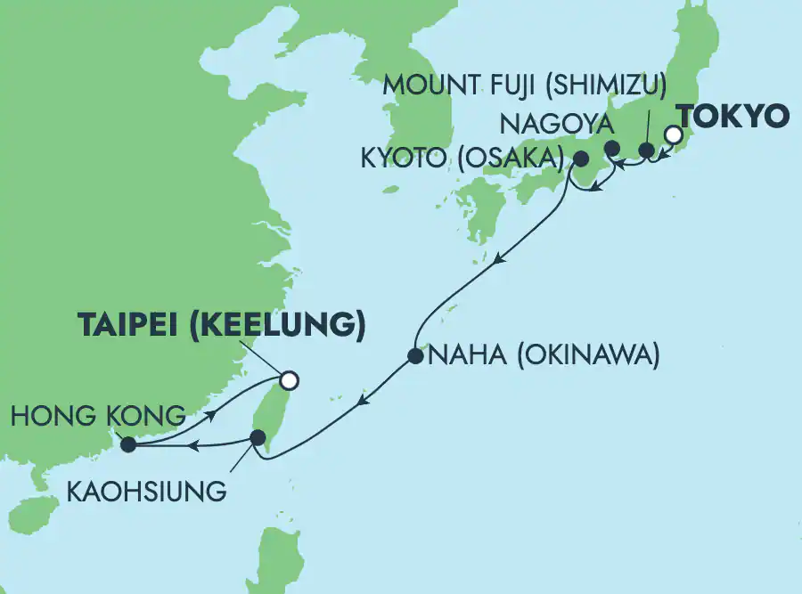 Itinerariu Croaziera Asia - Norwegian Cruise Line - Norwegian Sun - 11 nopti